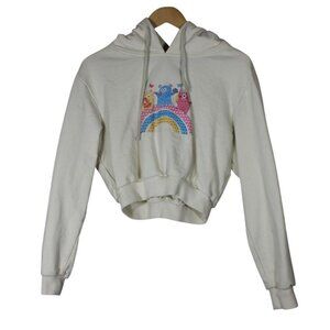 Herlian space monster rainbow cartoon French terry crop‎ hoodie sweatshirt S